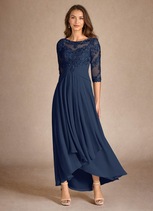 Dark Navy A-Line Lace Dress