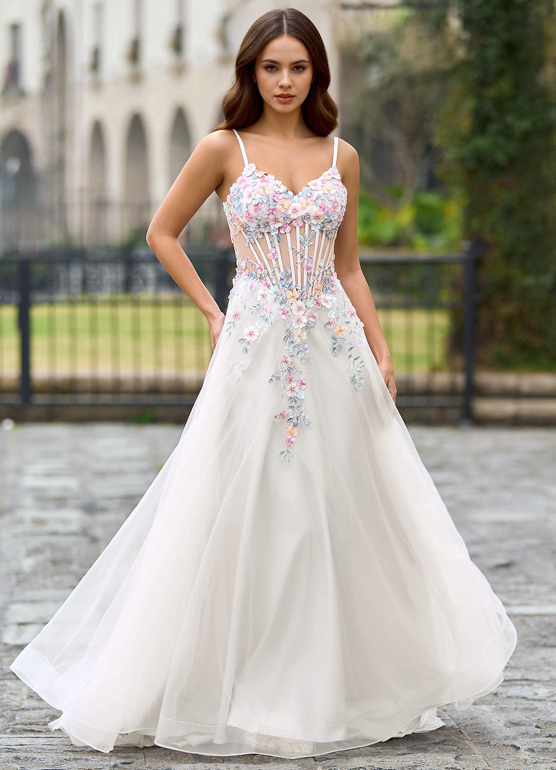 Juniper Ivory A-Line Prom Dress