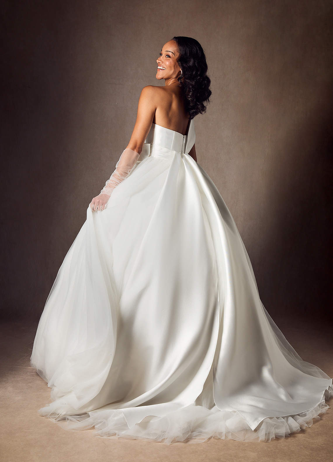 Diamond White Ball-Gown Pleated Mikado Dress