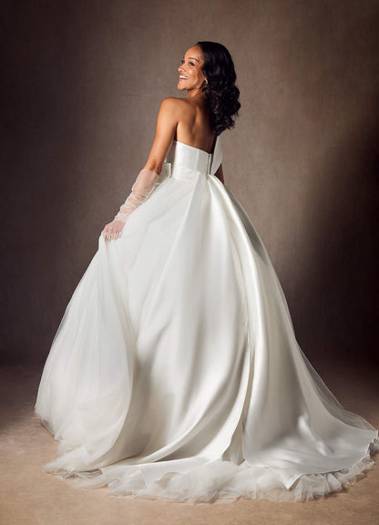 Diamond White Ball-Gown Pleated Mikado Dress