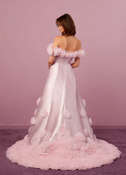 Ballerina Pink Ball-Gown Off the Shoulder Mikado Dress Ballerina Pink