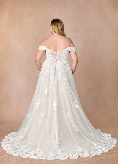Diamond White A-Line Off the Shoulder Tulle Dress