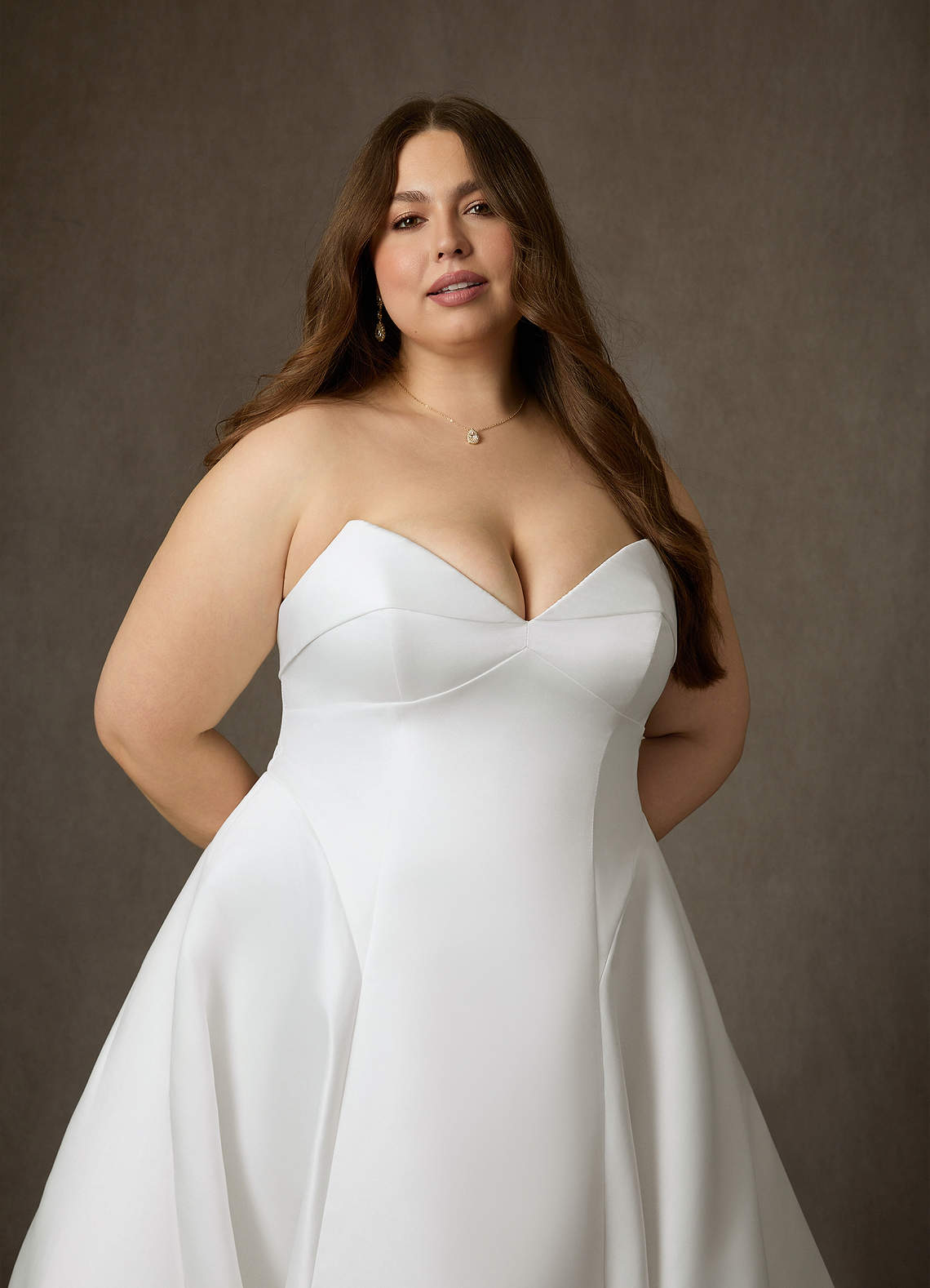 Diamond White A-Line Strapless Satin Dress