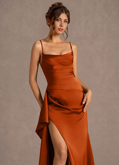 Thora Rust Open Back Prom Dress