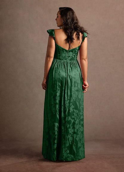 Jianna Hunter Green Flutter Sleeves Maxi Dress