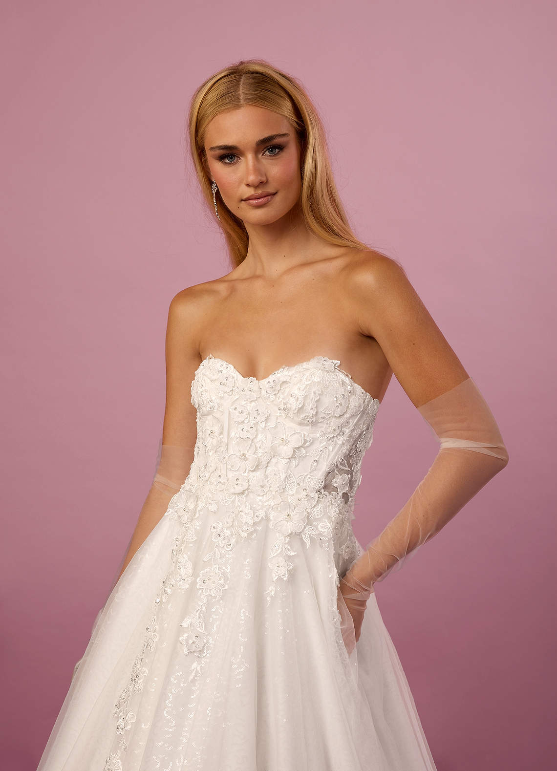 Diamond White Ball-Gown Lace Tulle Dress Diamond White