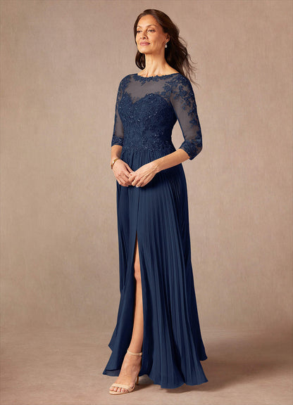 Dark Navy A-Line Sequins Chiffon Dress