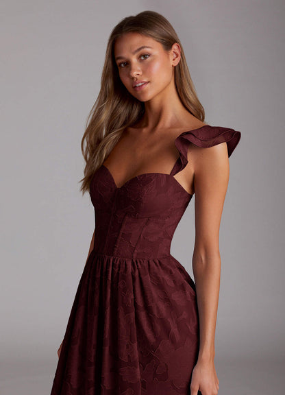 Denisse Wine Corset Maxi Prom Dress  Dress