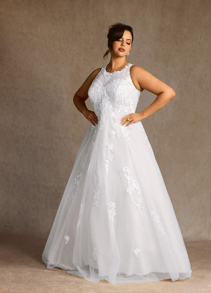 Diamond White A-Line Sweetheart Lace Tulle Dress