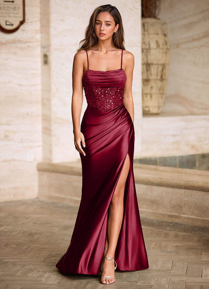 Starlit Burgundy Cowl Neck Prom Dress  Dress