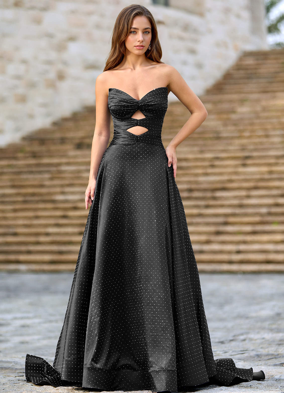 Ione Black A-Line Prom Dress
