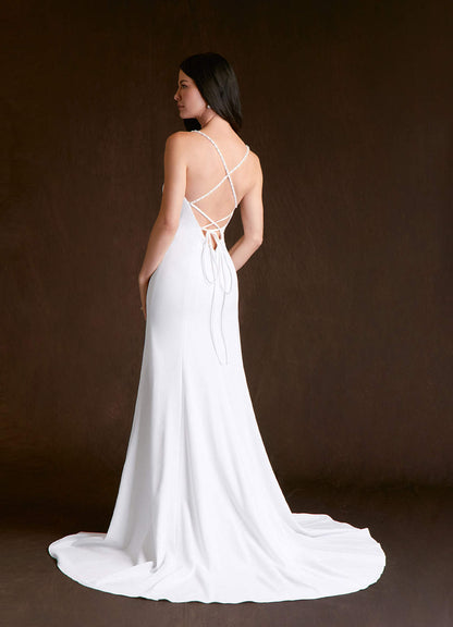 Diamond White Mermaid Stretch Crepe Dress