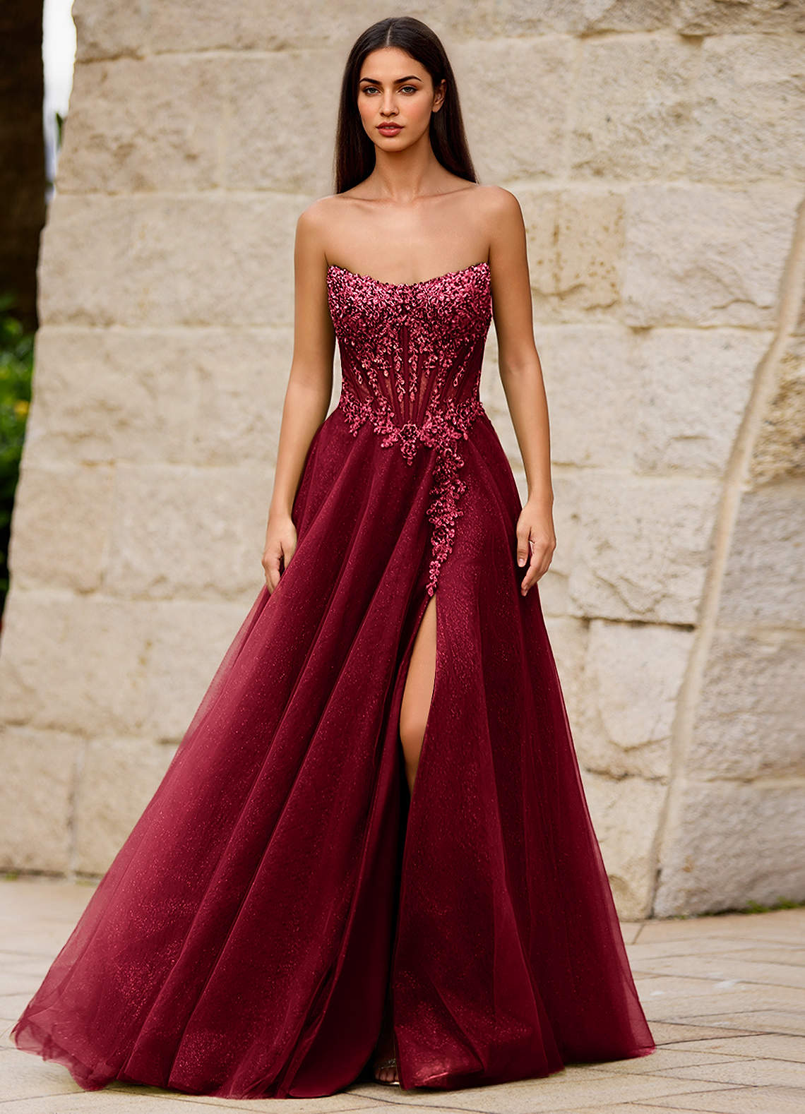 Brilliance Red Glitter Prom Dress  Dress