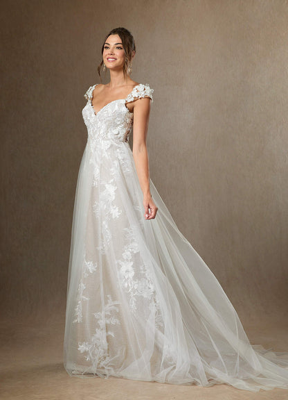 Diamond White A-Line Sweetheart Sequins Tulle Dress