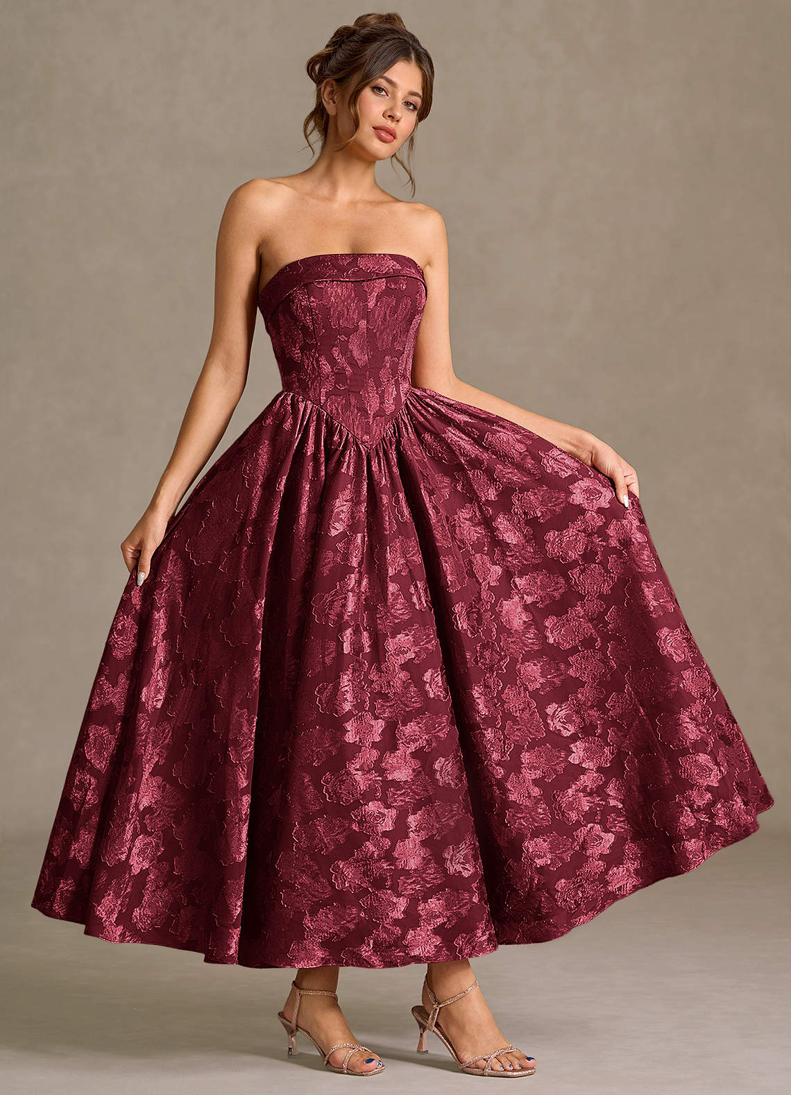 Mila Wine Midi Dress