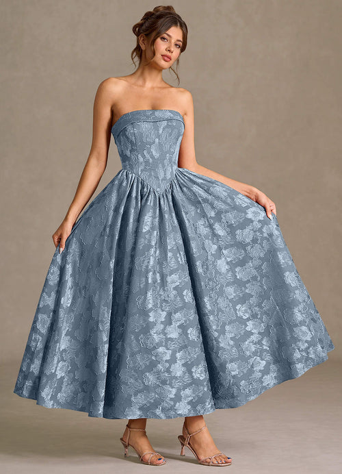 Mila Dusty Blue Midi Dress