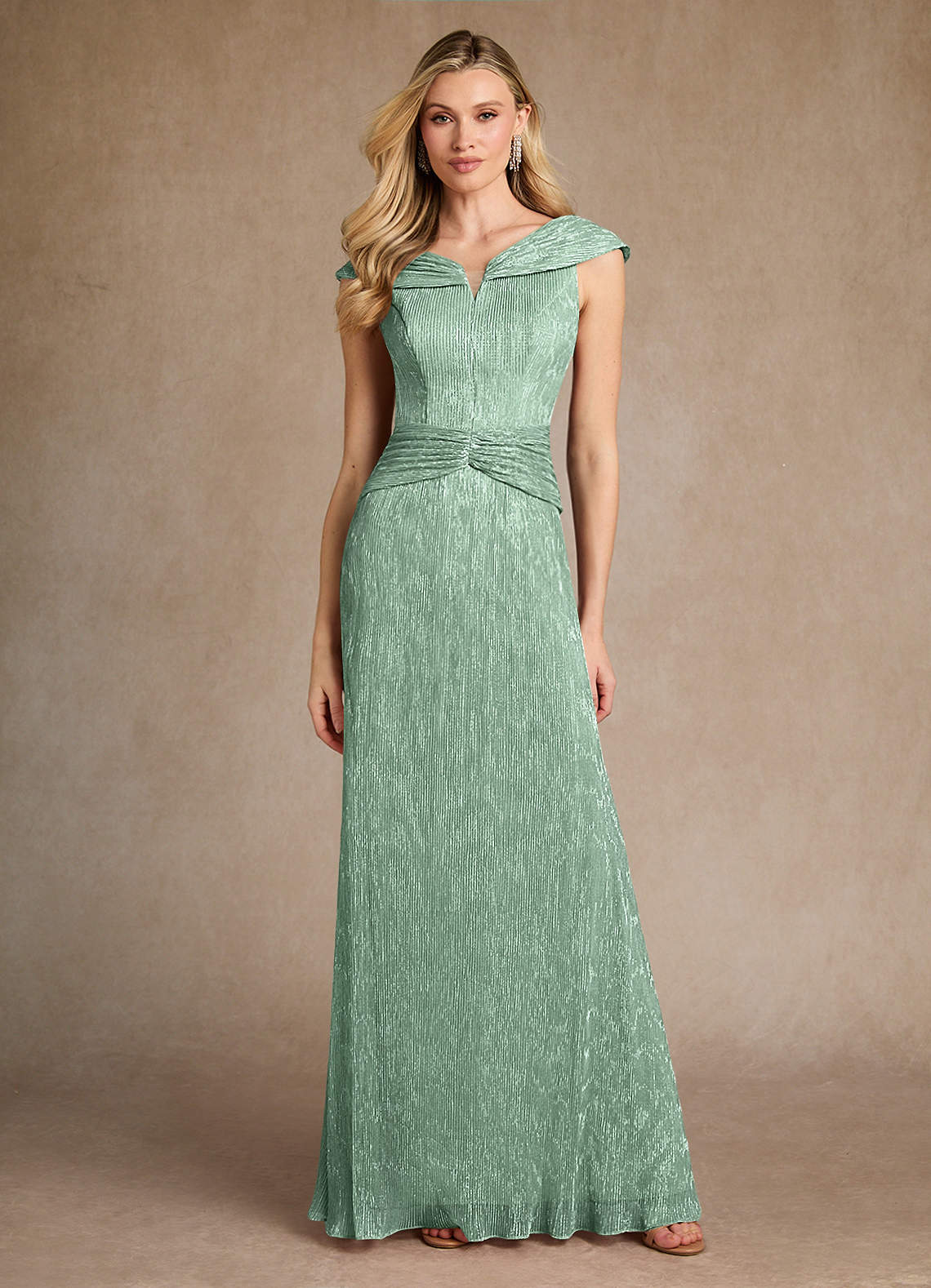Aquamarine A-Line Pleated Metallic Mesh Dress