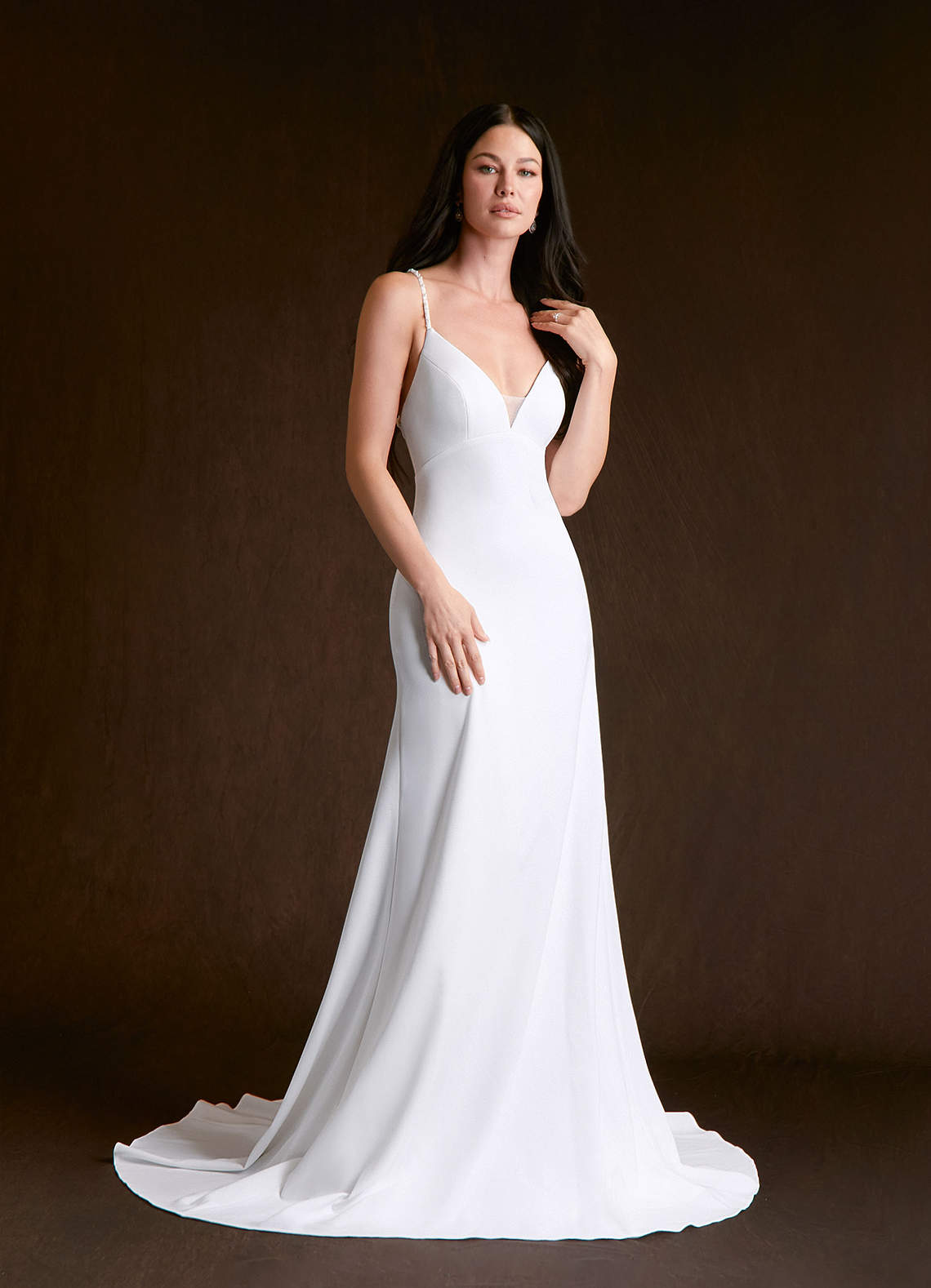Diamond White Mermaid Stretch Crepe Dress