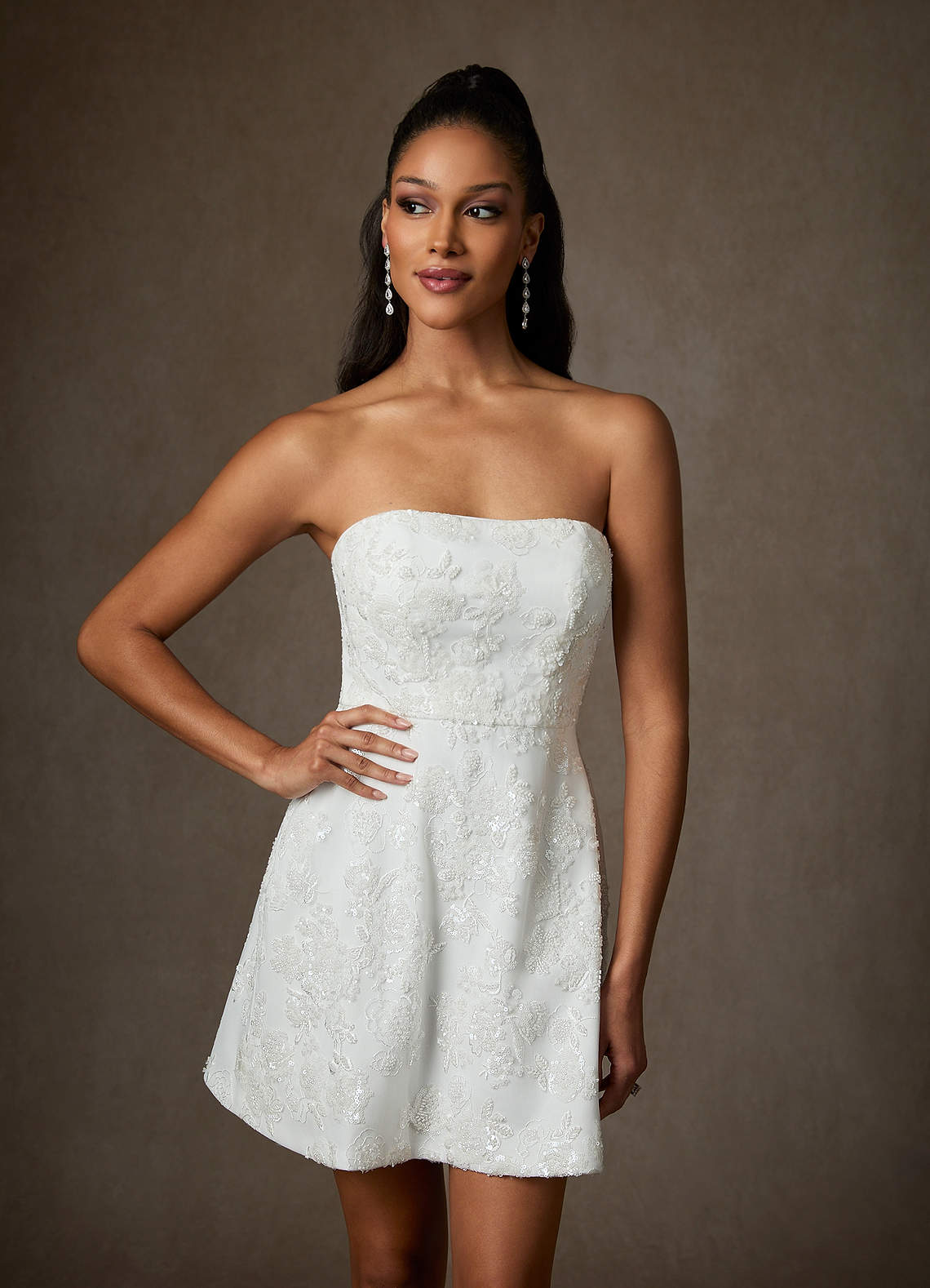Diamond White A-Line Lace Dress