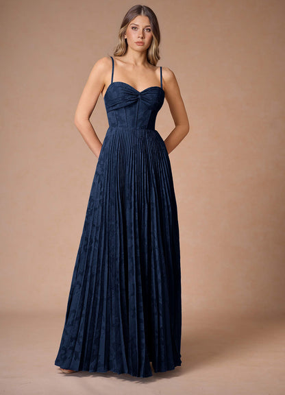 Akiko Navy Pleated Maxi Dress