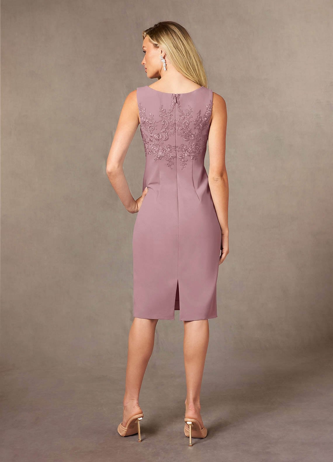 Dusty Rose Sheath Lace Dress