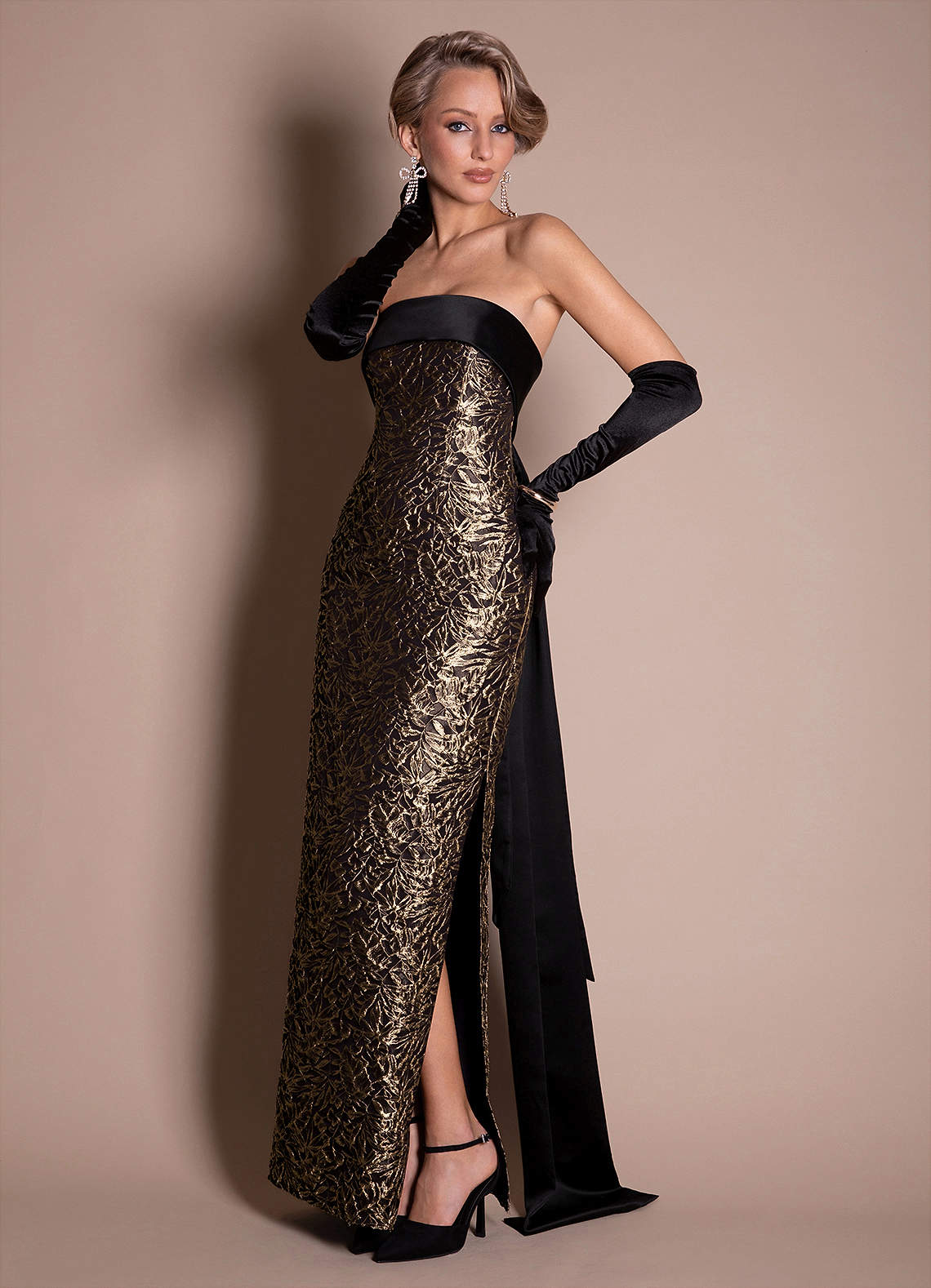 Ella Ebony Gold Maxi Dress