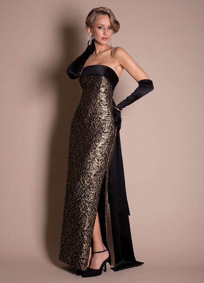 Ella Ebony Gold Maxi Dress