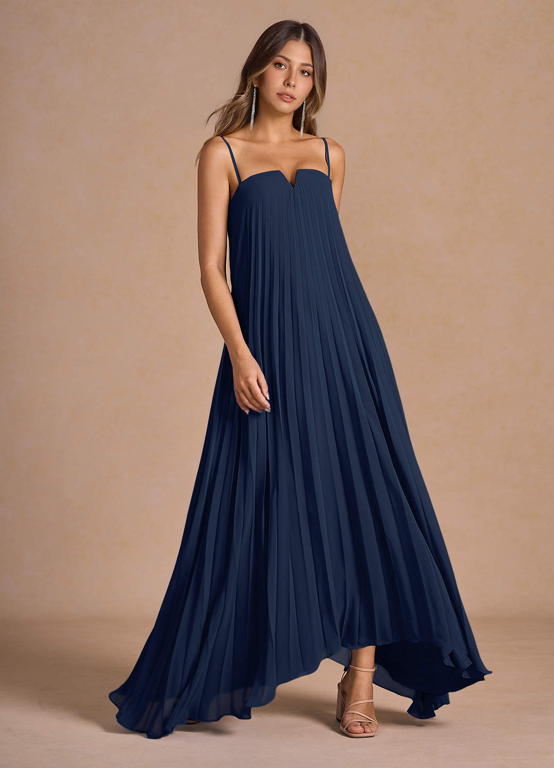Nahla Navy Allover Pleated Maxi Dress  Dress