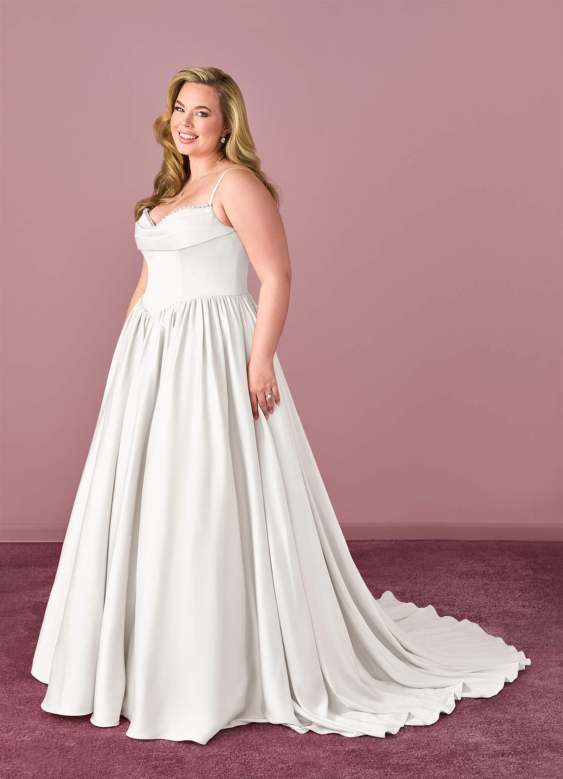 Diamond White Ball-Gown Sweetheart Neckline Stretch Satin Dress Diamond White