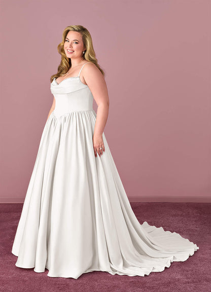 Diamond White Ball-Gown Sweetheart Neckline Stretch Satin Dress Diamond White