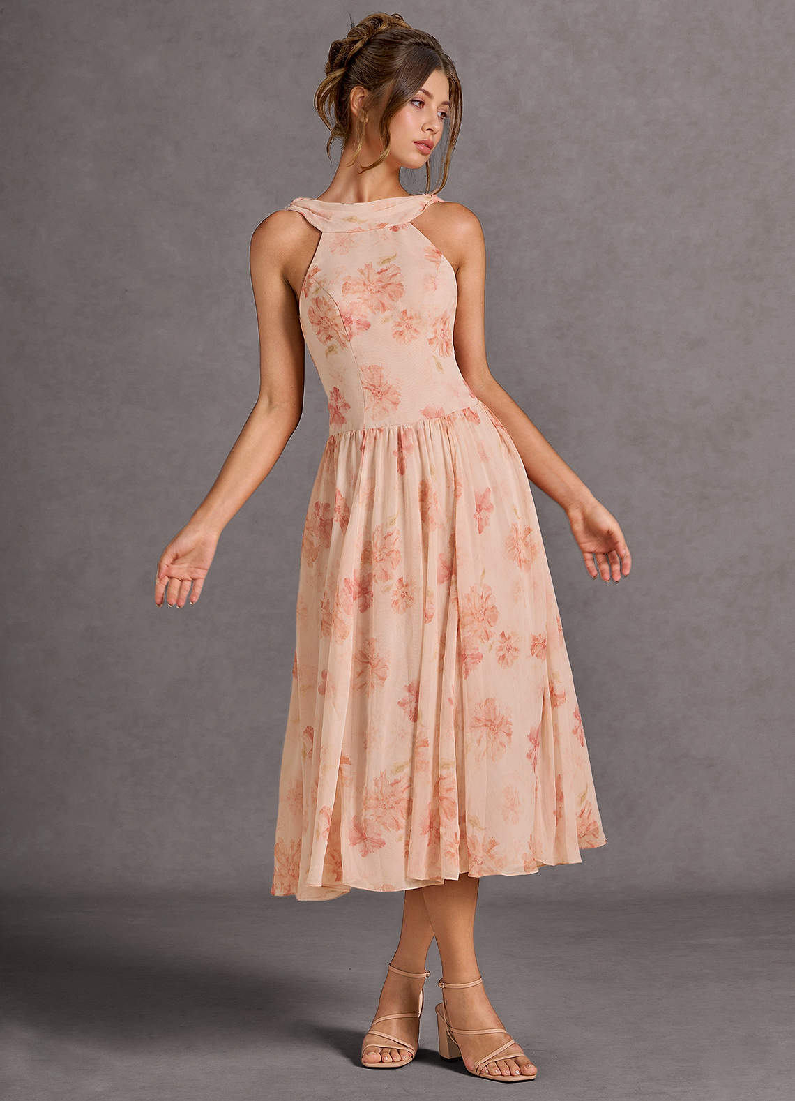 Rowan Peach Midi Dress