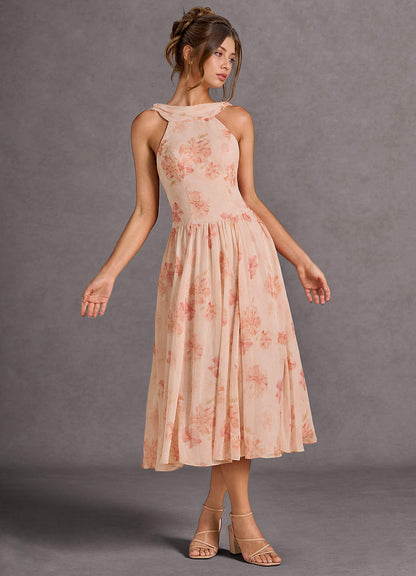 Rowan Peach Midi Dress