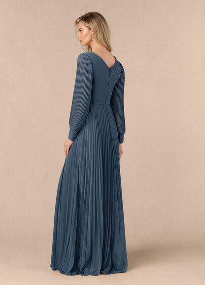 Neptune A-Line Pleated Chiffon Dress