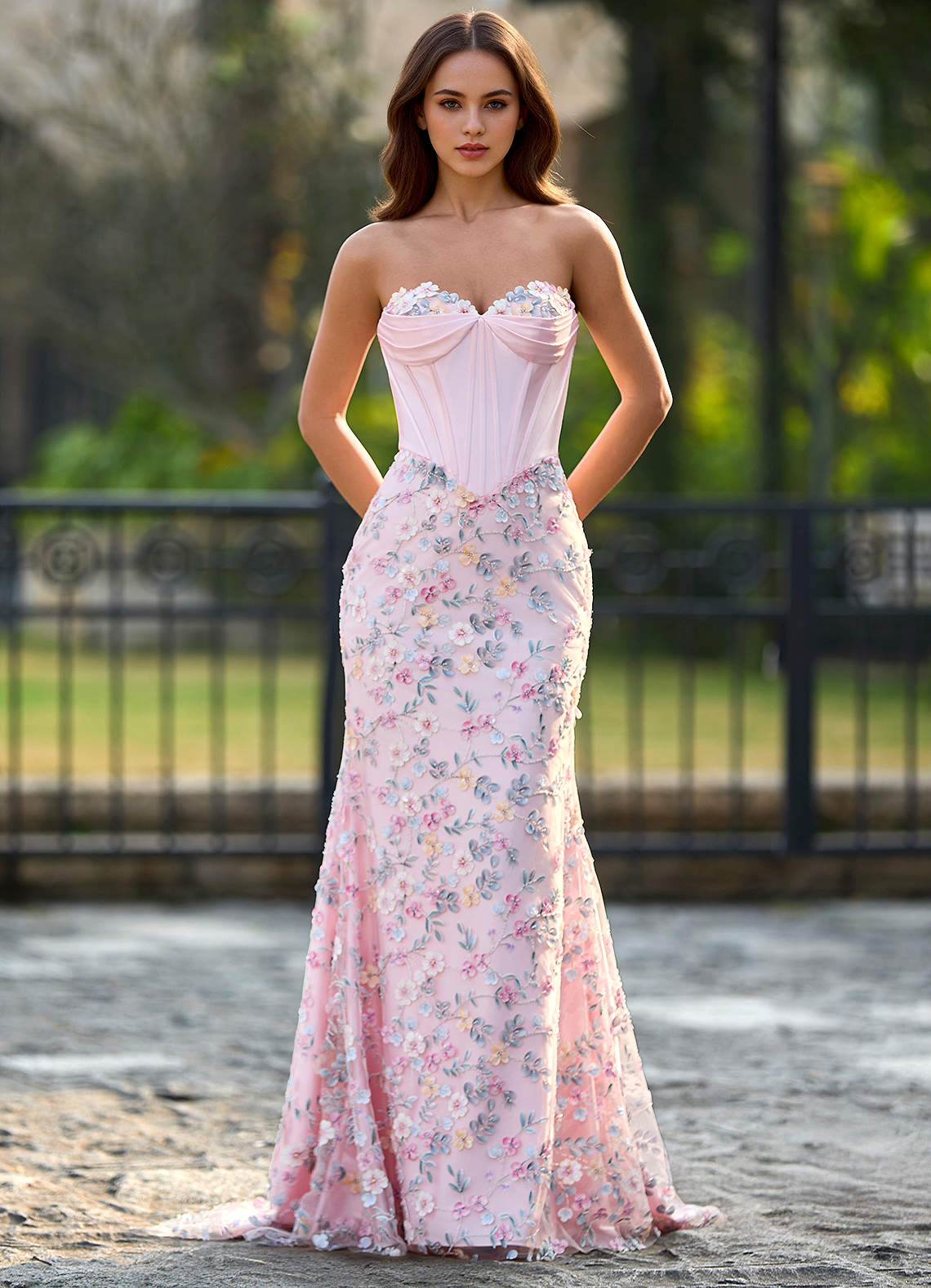 Maeve Blushing Pink 3D Flower Prom Dress