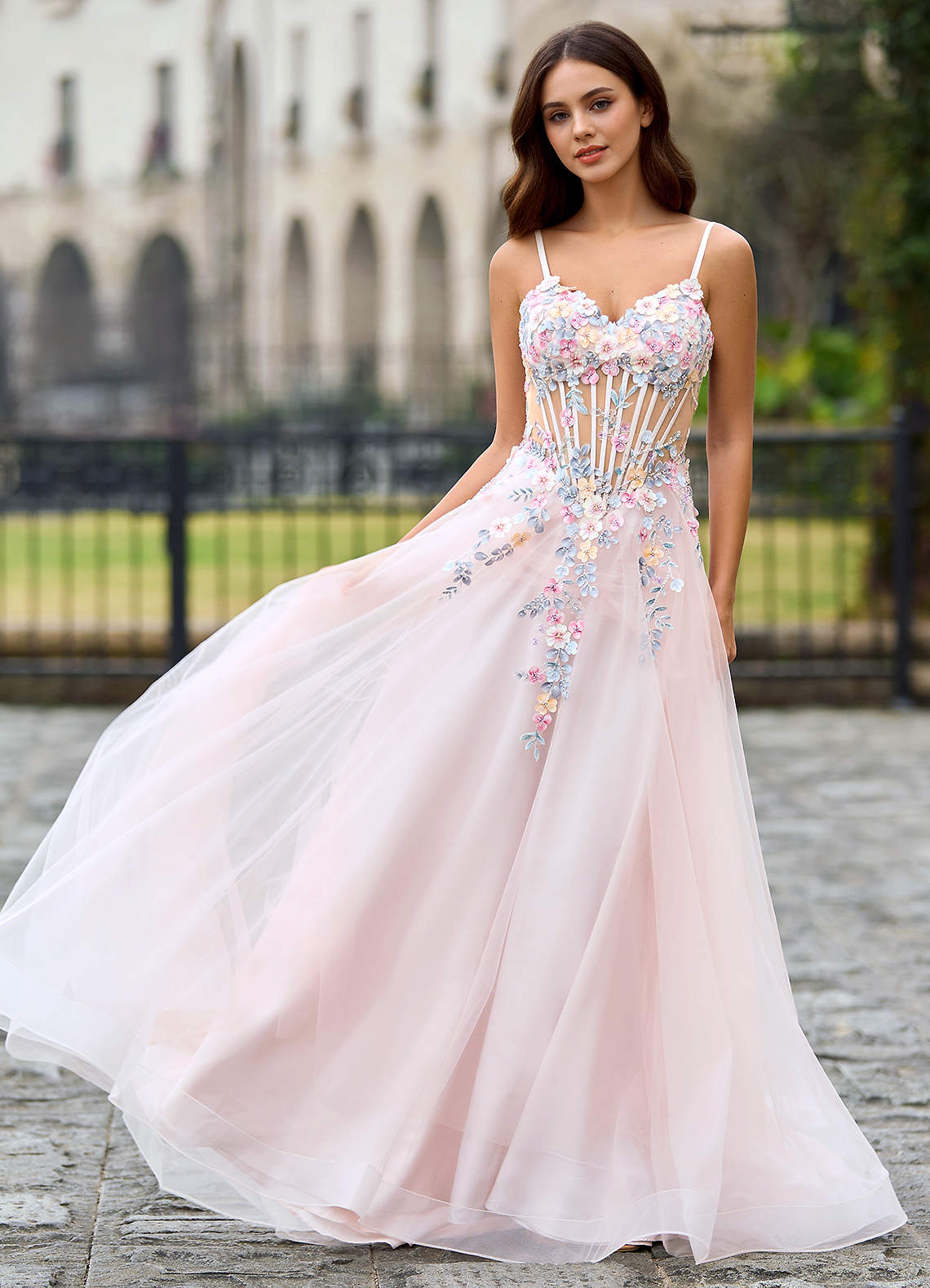 Juniper Blushing Pink A-Line Prom Dress