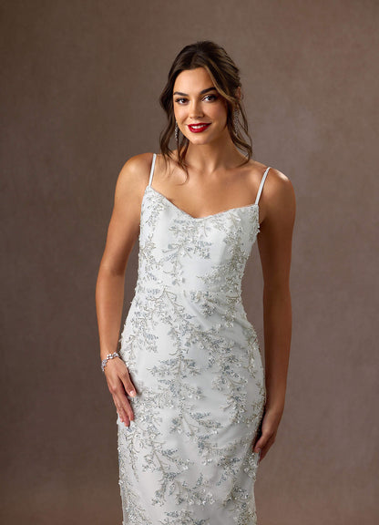 Diamond White Sheath Lace Dress