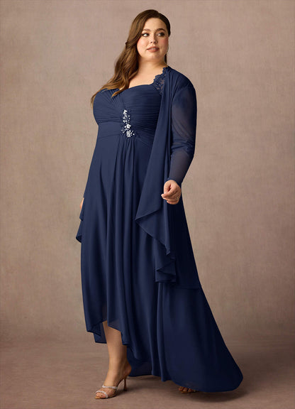 Dark Navy Sheath Sweetheart Sequins Lace Dress