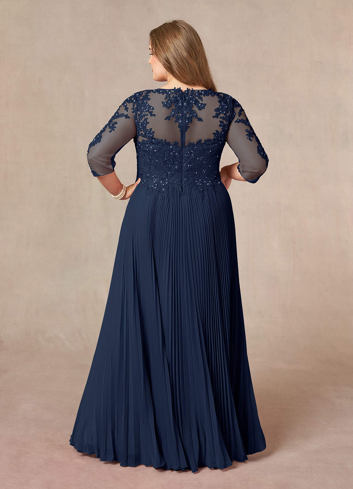 Dark Navy A-Line Sequins Chiffon Dress