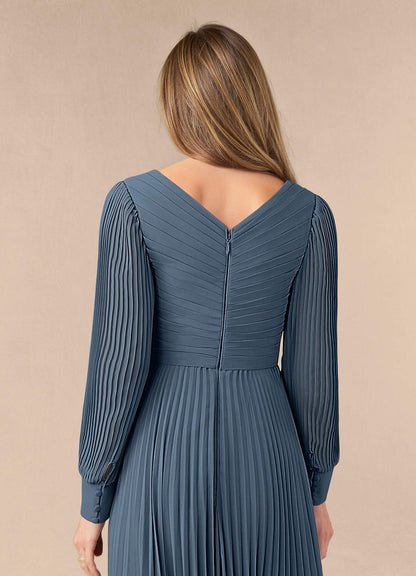 Neptune A-Line Pleated Chiffon Dress