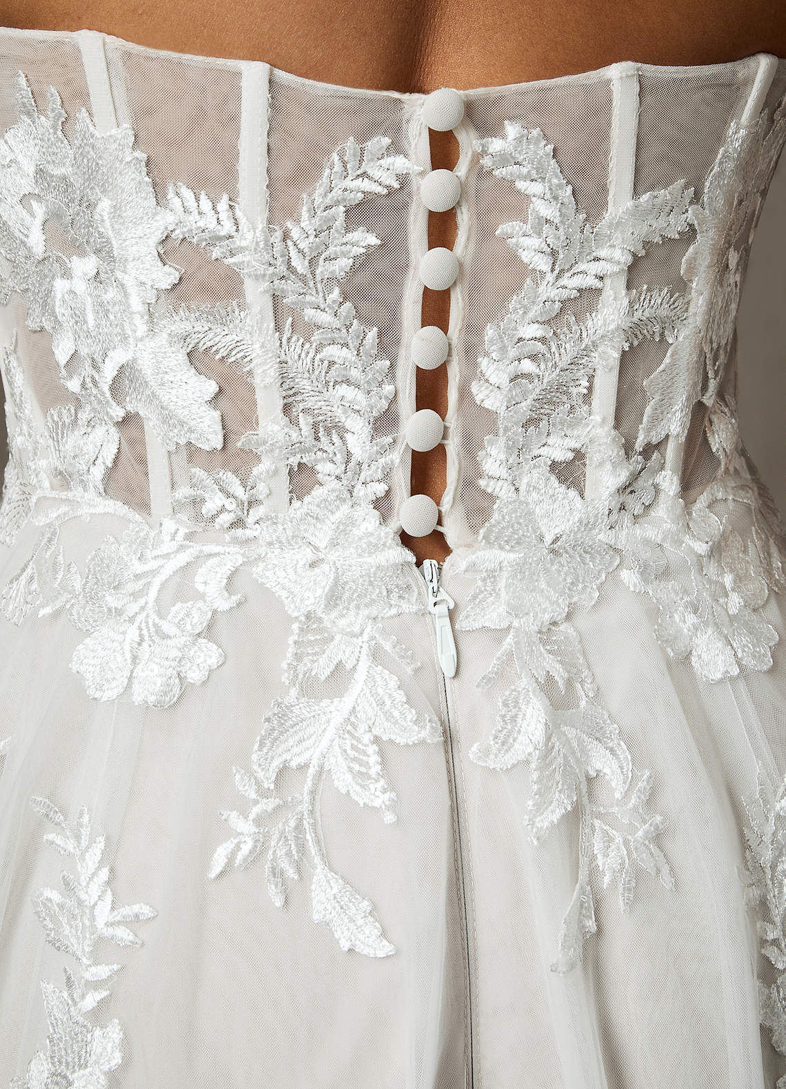 Diamond White A-Line Sequins Tulle Dress