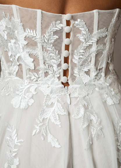 Diamond White A-Line Sequins Tulle Dress