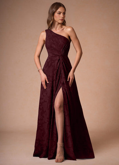Hermosa Wine One Shoulder Maxi Dress  Dress