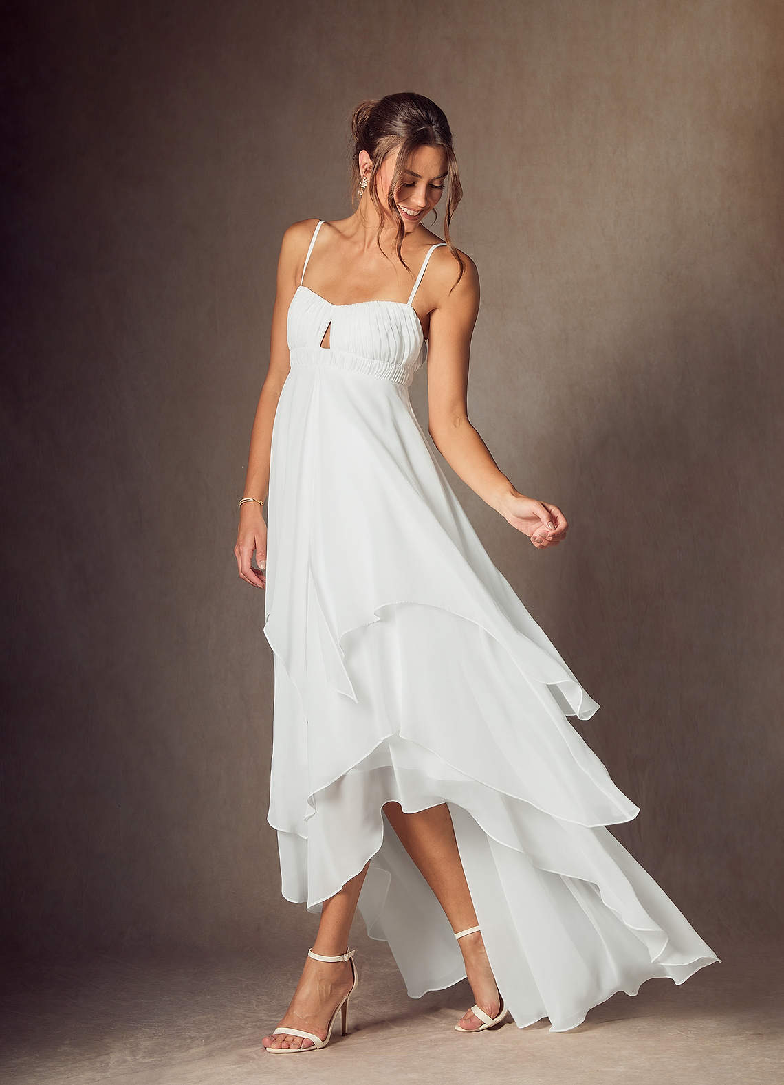 Diamond White A-Line Sweetheart Neckline Chiffon Dress