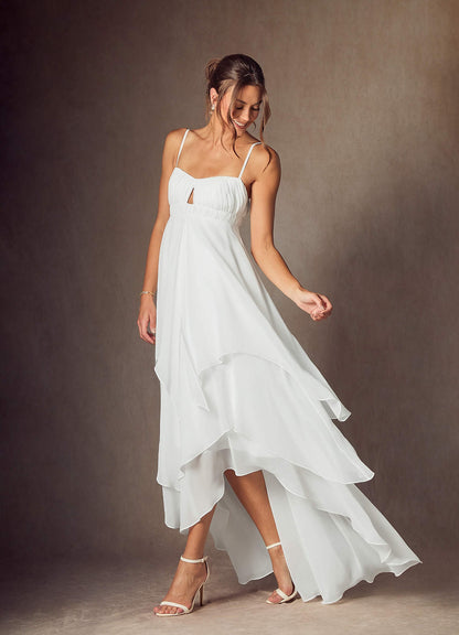 Diamond White A-Line Sweetheart Neckline Chiffon Dress
