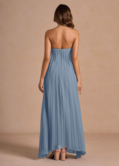 Nahla Powder Blue Allover Pleated Maxi Dress  Dress
