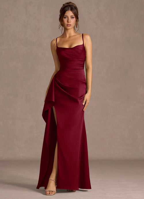 Thora Merlot Open Back Prom Dress