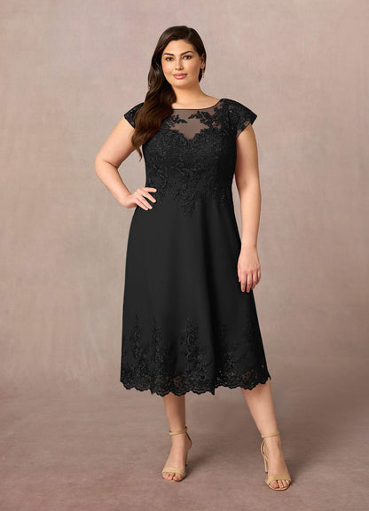 Black A-Line Scoop Lace Dress