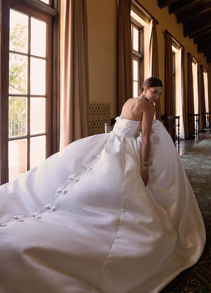 Diamond White Ball-Gown Strapless Double Faced Satin Dress