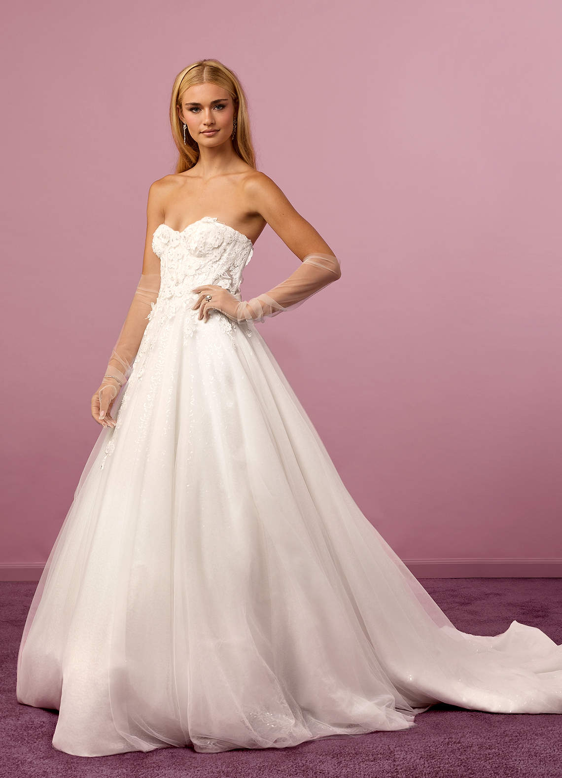Diamond White Ball-Gown Lace Tulle Dress Diamond White