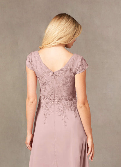 Dusty Rose A-Line Lace Dress